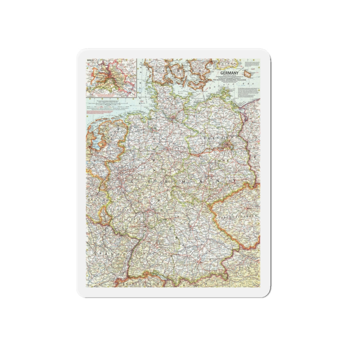 Germany (1959) (Map) Refrigerator Magnet-4" x 4"-The Sticker Space