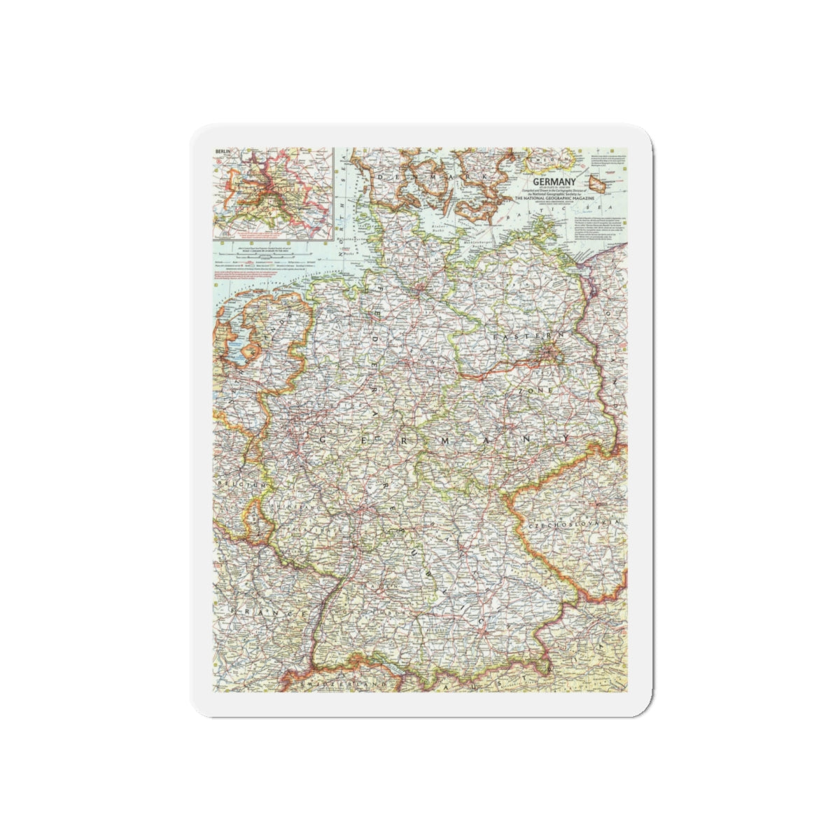 Germany (1959) (Map) Refrigerator Magnet-5" x 5"-The Sticker Space