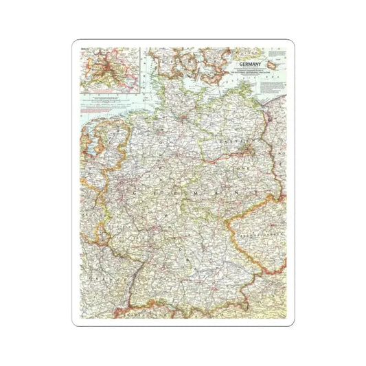 Germany (1959) (Map) STICKER Vinyl Kiss-Cut Decal 2 Inch White - The Sticker Space