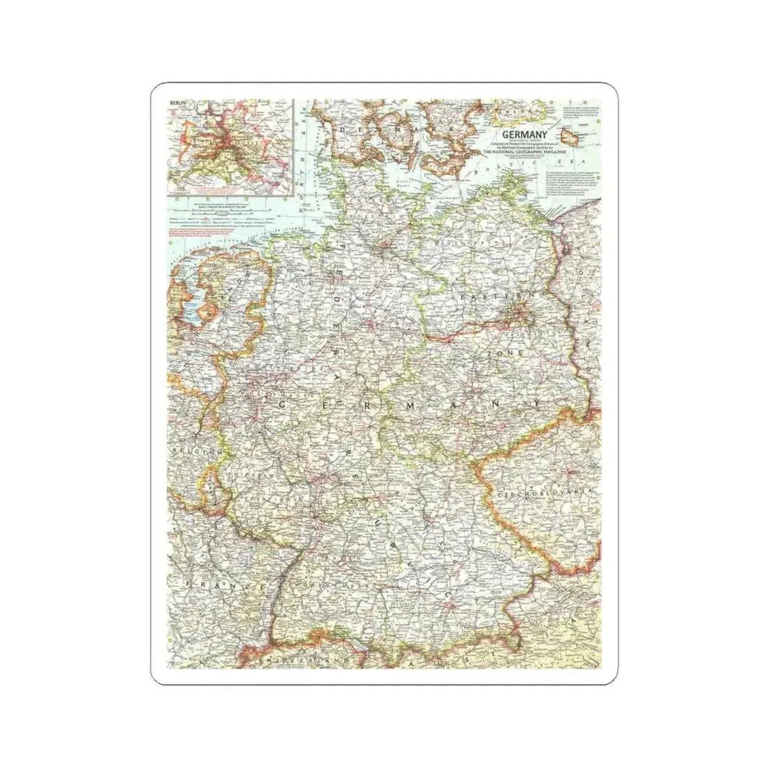 Germany (1959) (Map) STICKER Vinyl Kiss-Cut Decal 4 Inch White - The Sticker Space