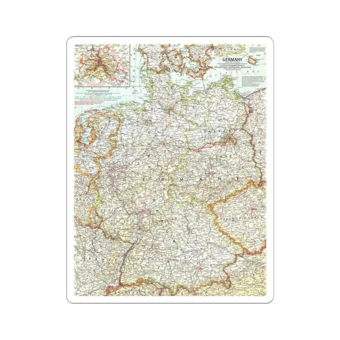 Germany (1959) (Map) STICKER Vinyl Kiss-Cut Decal 6 Inch White - The Sticker Space