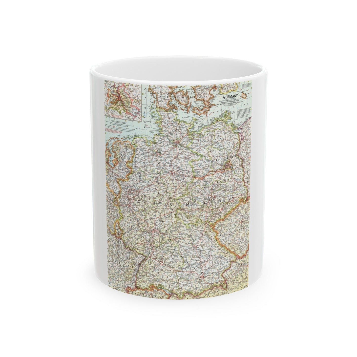 Germany (1959) (Map) White Coffee Mug-11oz-The Sticker Space