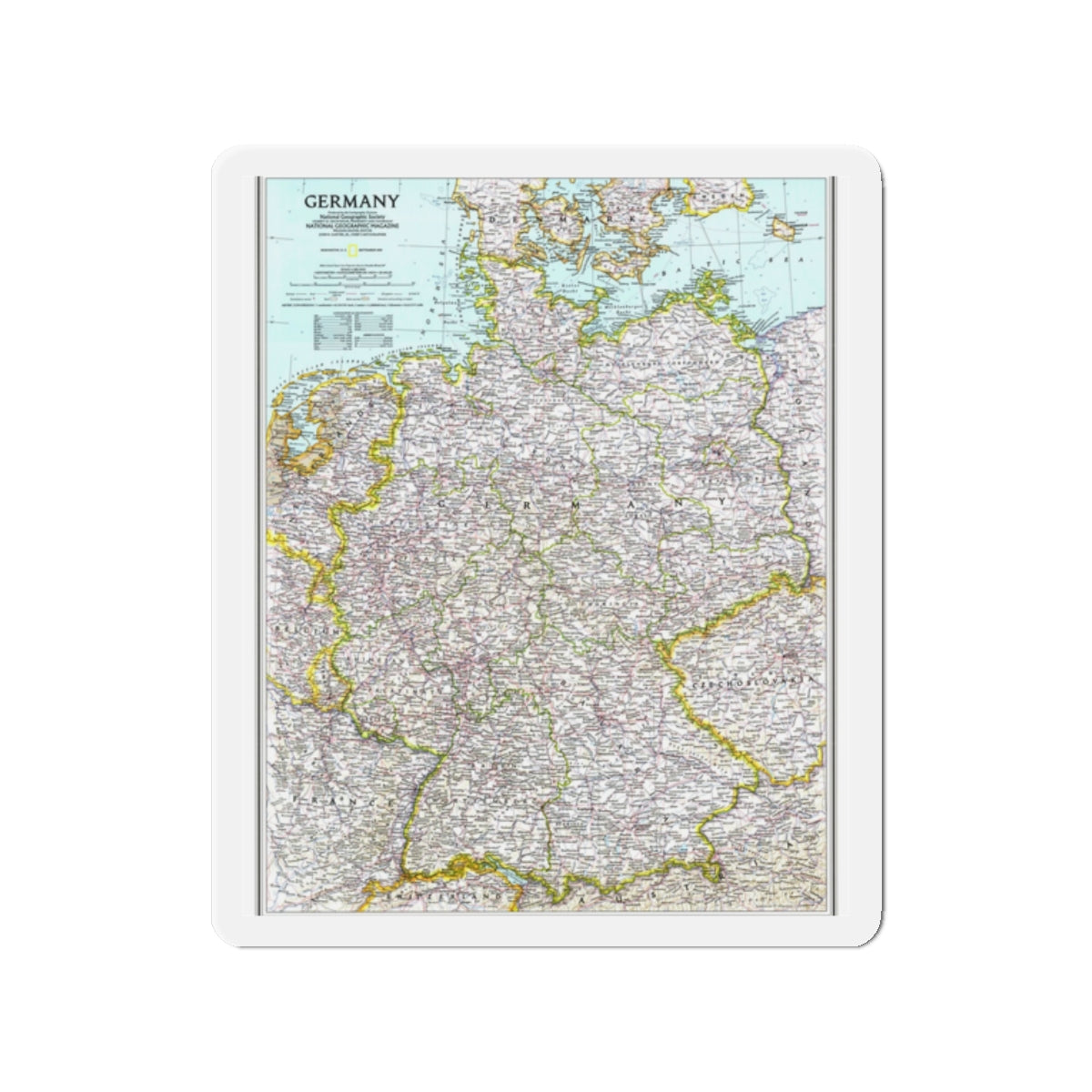 Germany (1991) (Map) Refrigerator Magnet-2" x 2"-The Sticker Space