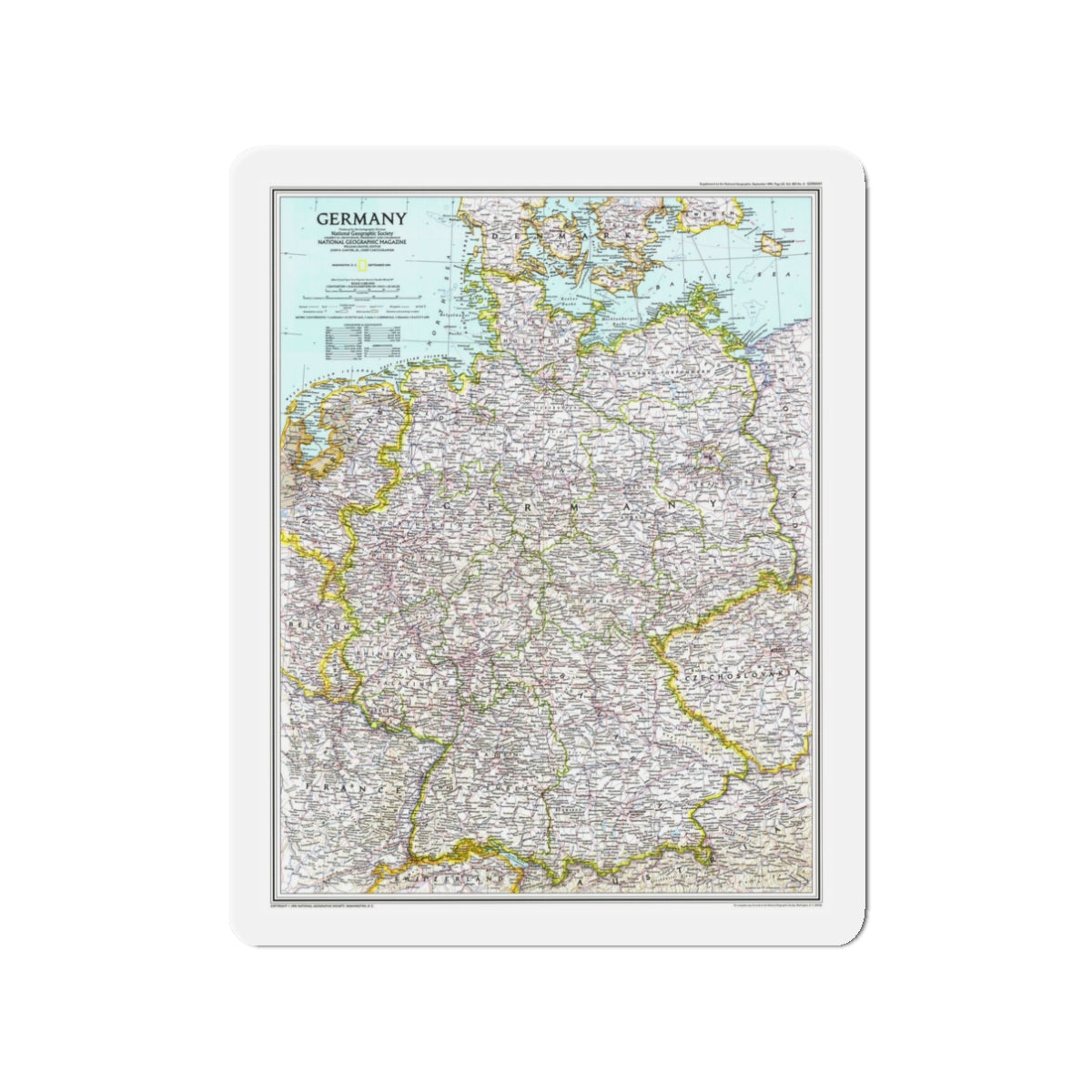 Germany (1991) (Map) Refrigerator Magnet-3" x 3"-The Sticker Space