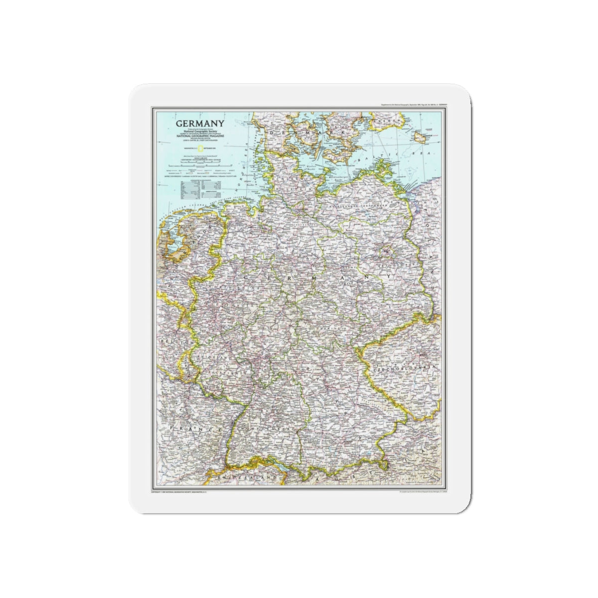 Germany (1991) (Map) Refrigerator Magnet-4" x 4"-The Sticker Space