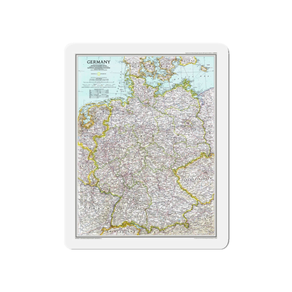 Germany (1991) (Map) Refrigerator Magnet-5" x 5"-The Sticker Space