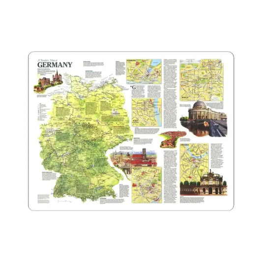 Germany - A Traveller's Map (1991) (Map) STICKER Vinyl Kiss-Cut Decal 2 Inch White - The Sticker Space