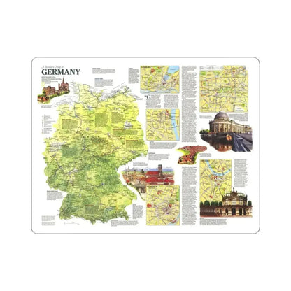 Germany - A Traveller's Map (1991) (Map) STICKER Vinyl Kiss-Cut Decal 6 Inch White - The Sticker Space