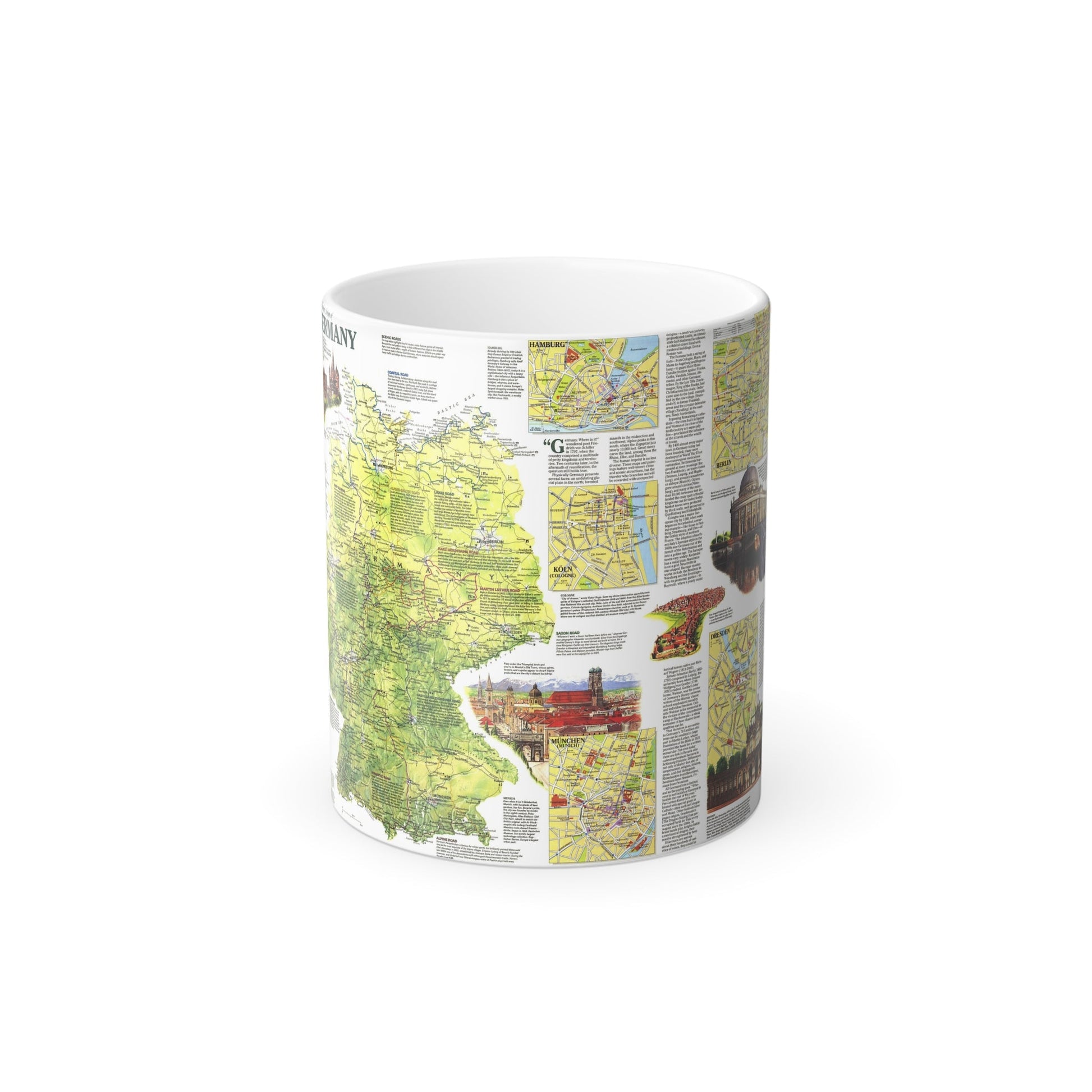 Germany - A Traveller's Map (1991) (Map) Color Changing Mug 11oz-11oz-The Sticker Space