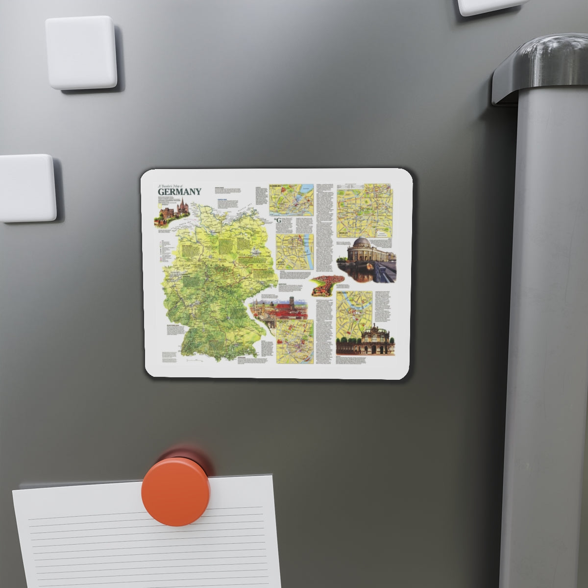 Germany - A Traveller's Map (1991) (Map) Refrigerator Magnet-The Sticker Space