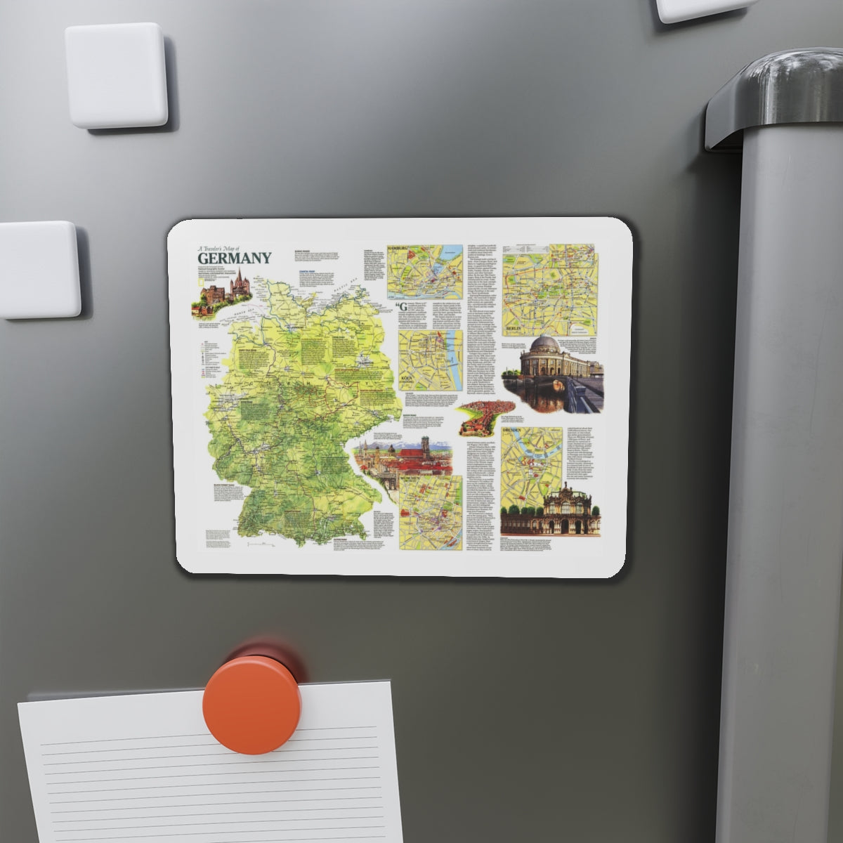 Germany - A Traveller's Map (1991) (Map) Refrigerator Magnet-The Sticker Space