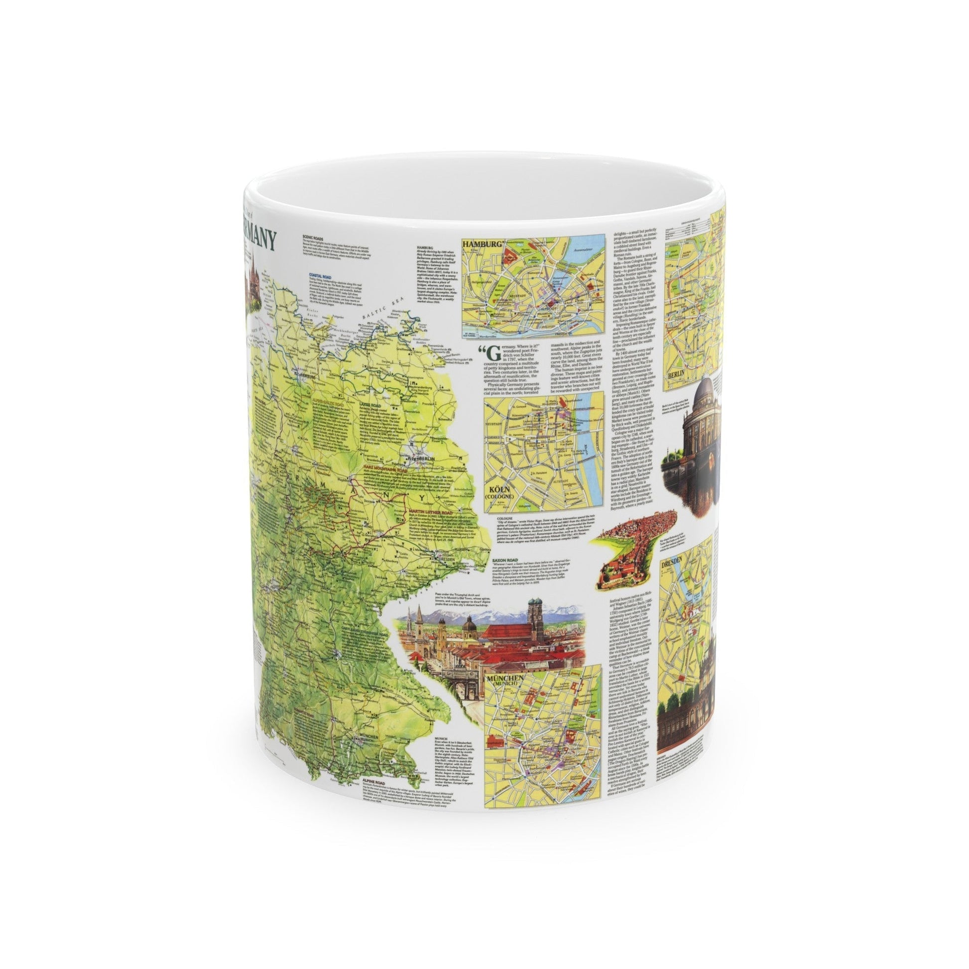 Germany - A Traveller's Map (1991) (Map) White Coffee Mug-11oz-The Sticker Space