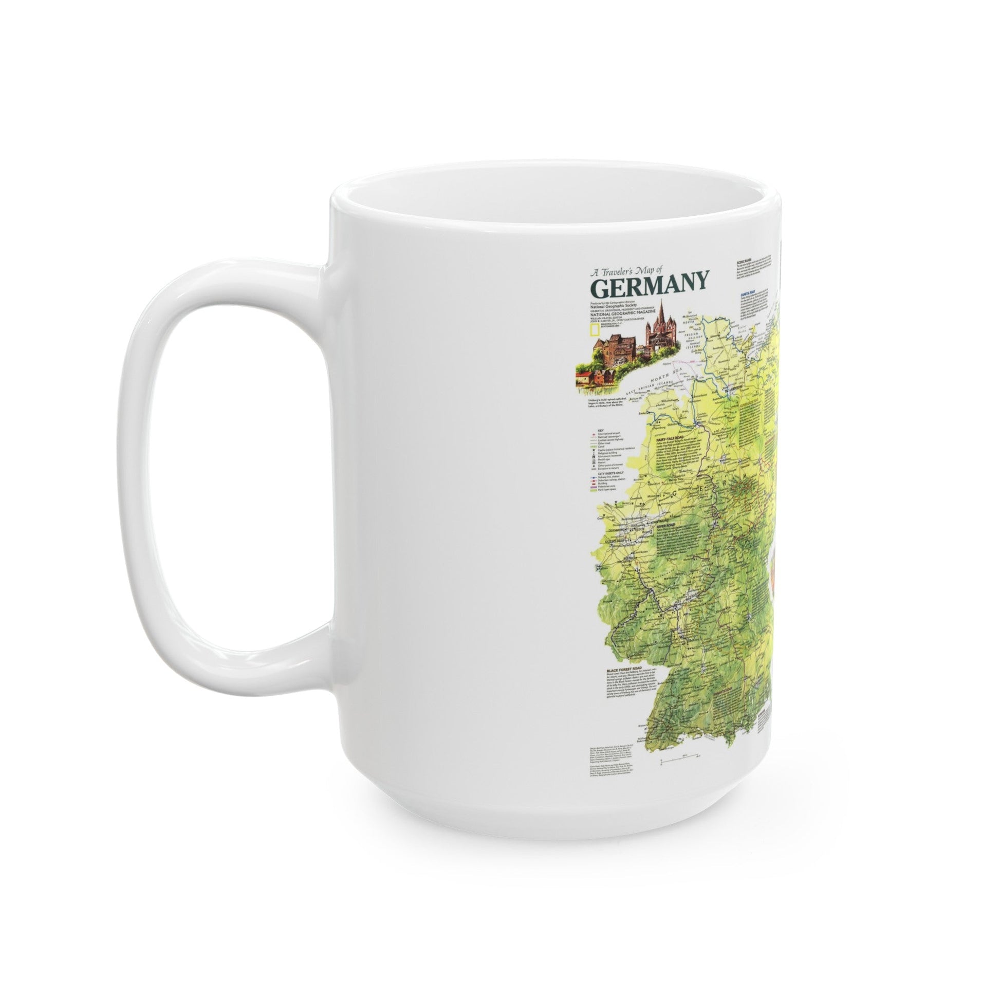 Germany - A Traveller's Map (1991) (Map) White Coffee Mug-The Sticker Space