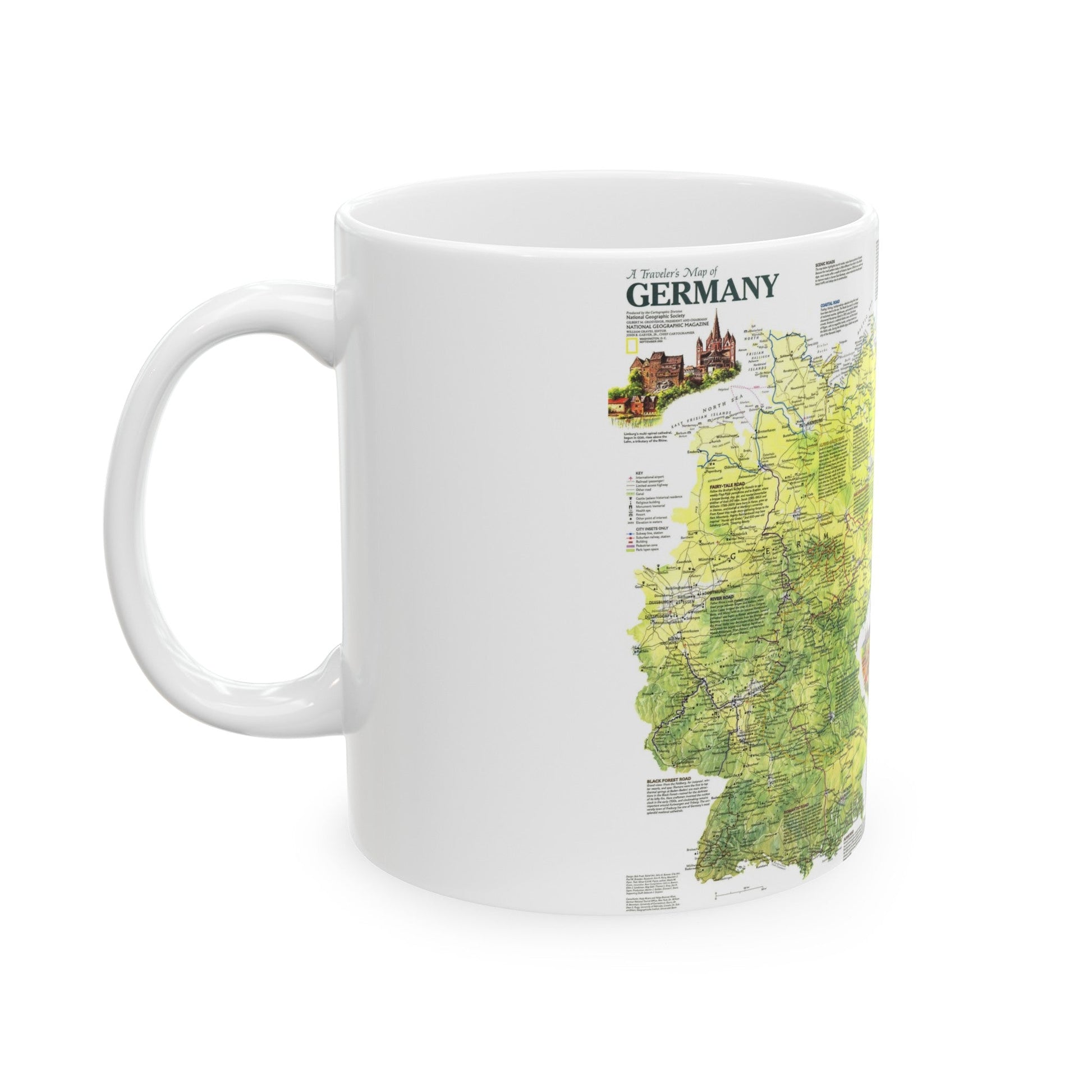 Germany - A Traveller's Map (1991) (Map) White Coffee Mug-The Sticker Space