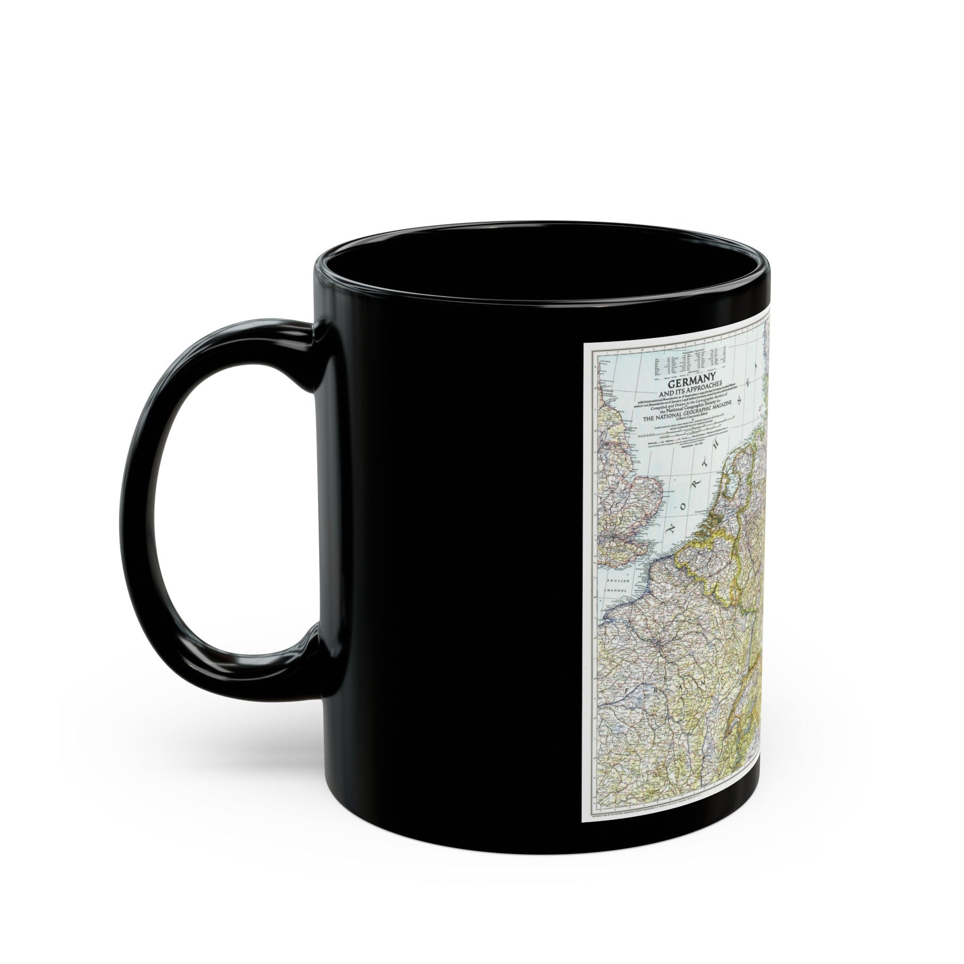 Germany and its Approaches (1944) (Map) Black Coffee Mug-The Sticker Space