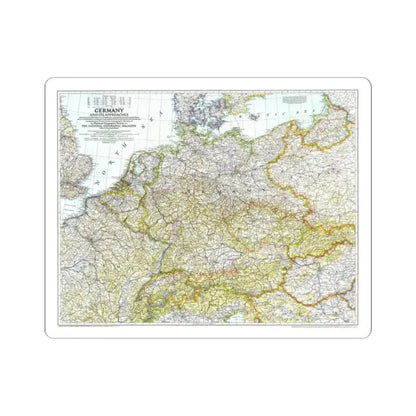 Germany and its Approaches (1944) (Map) STICKER Vinyl Kiss-Cut Decal 2 Inch White - The Sticker Space