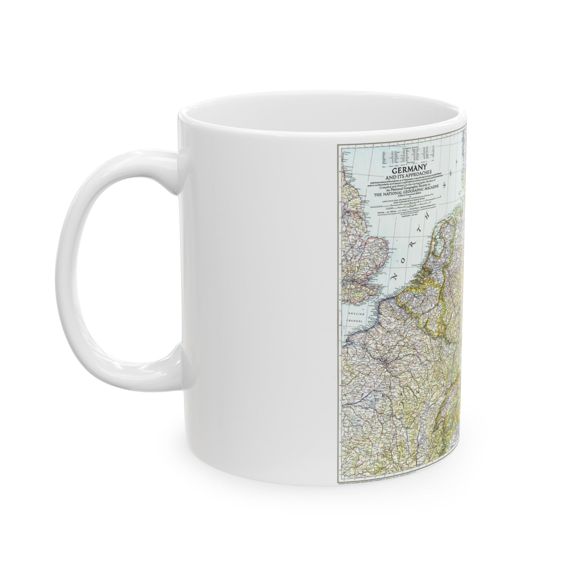 Germany and its Approaches (1944) (Map) White Coffee Mug-The Sticker Space