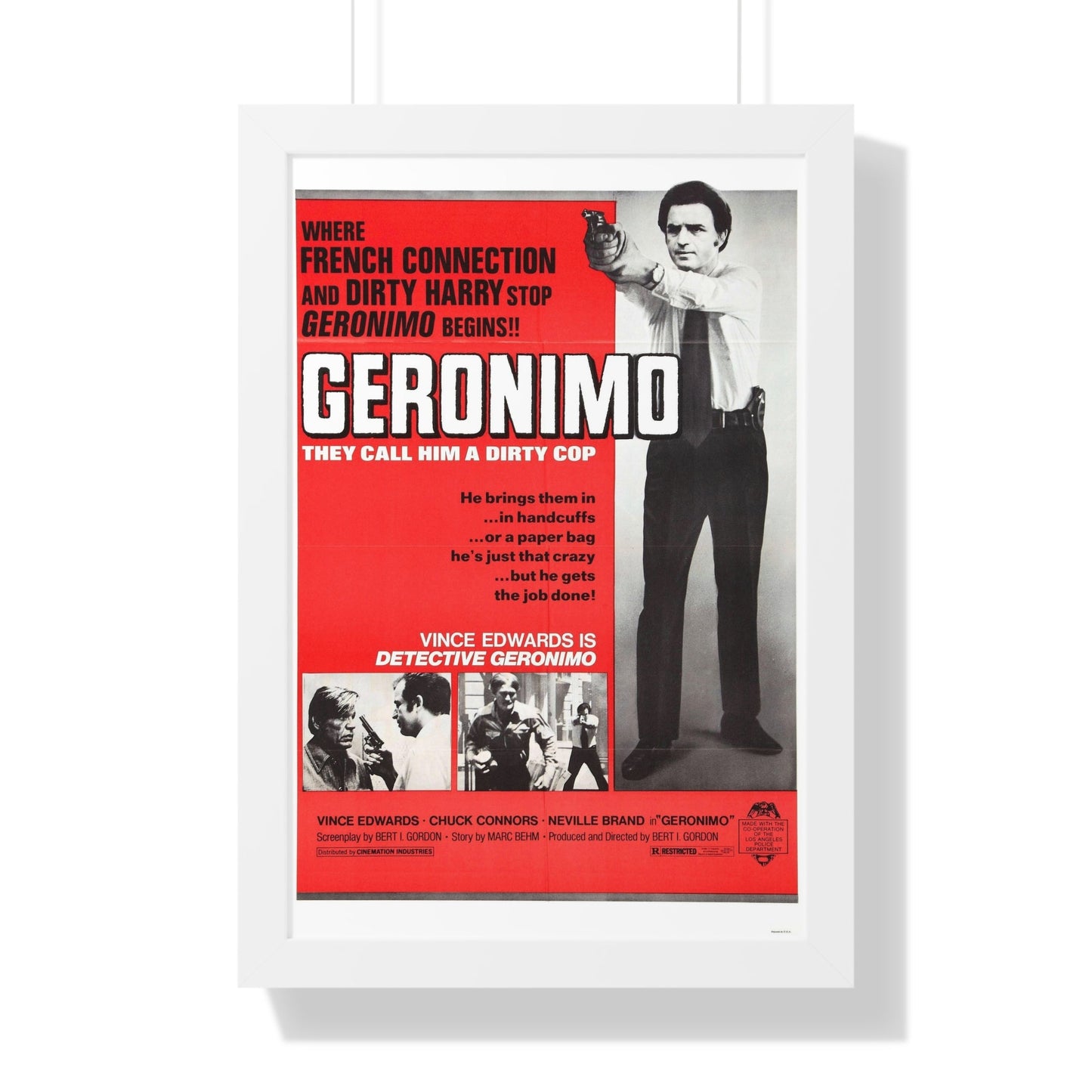 GERONIMO (THE MAD BOMBER) 1973 - Framed Movie Poster-16″ x 24″-The Sticker Space