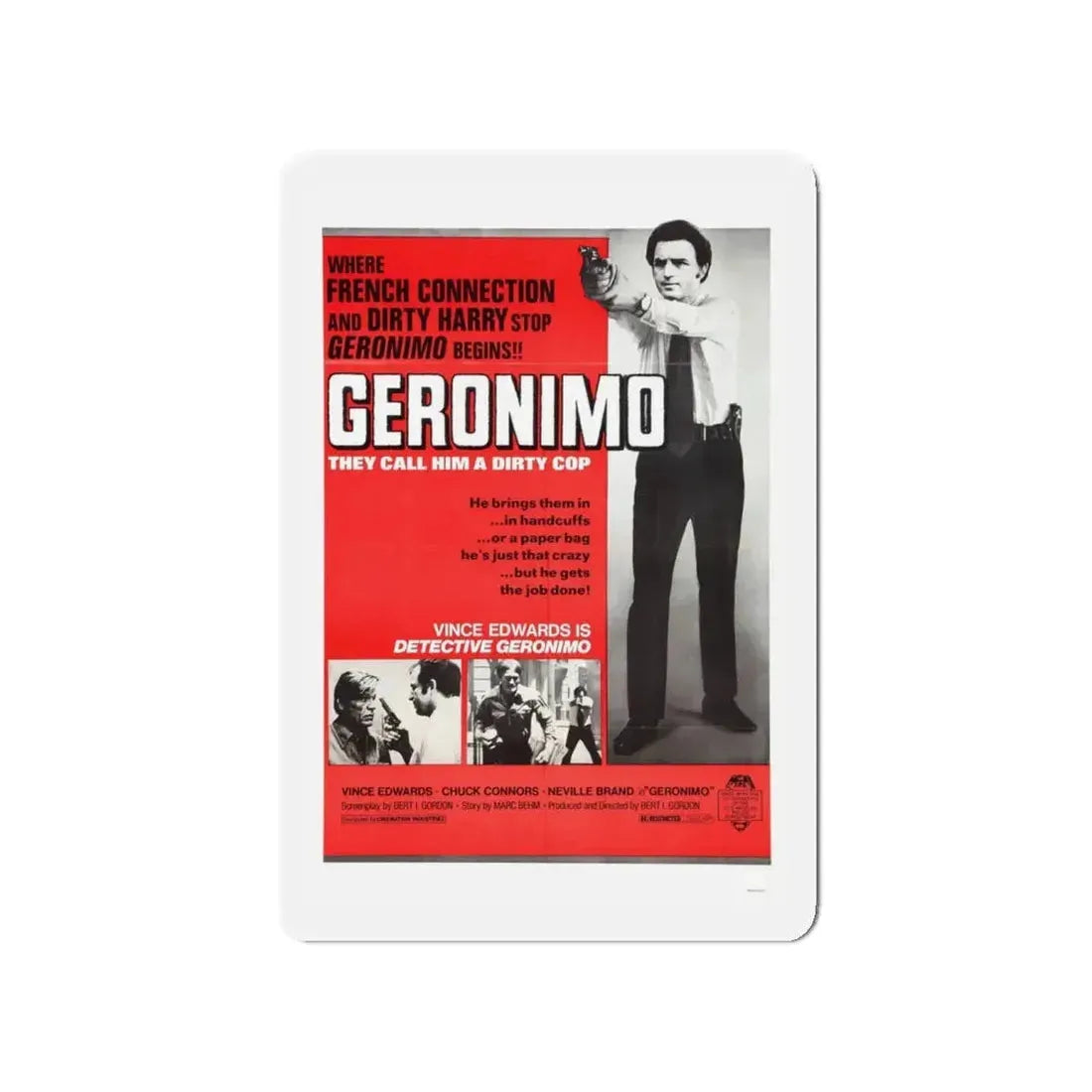 GERONIMO (THE MAD BOMBER) 1973 Movie Poster - Refrigerator Magnet 4 Inch - The Sticker Space