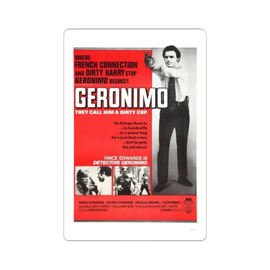 GERONIMO (THE MAD BOMBER) 1973 Movie Poster - STICKER Vinyl Kiss-Cut Decal 2 Inch White - The Sticker Space