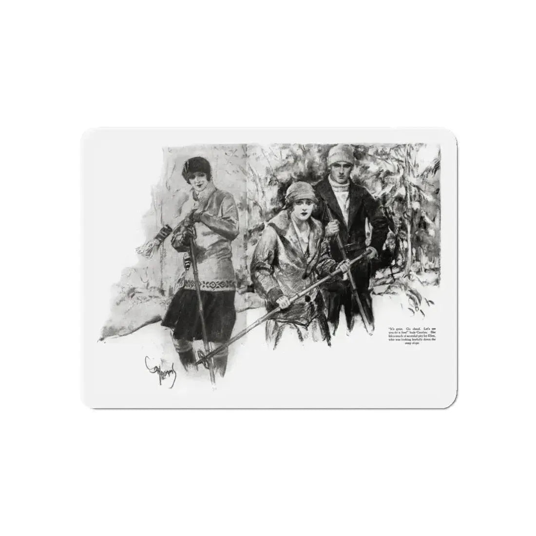 Getting Married (1), Redbook magazine, December 1926 (Magazine Illustration) Refrigerator Magnet 3 Inch Die-Cut - The Sticker Space