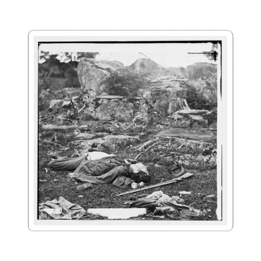 Gettysburg, Pa. Dead Confederate Soldiers in  the Devil's Den (U.S. Civil War) STICKER Vinyl Kiss-Cut Decal 2 Inch White - The Sticker Space