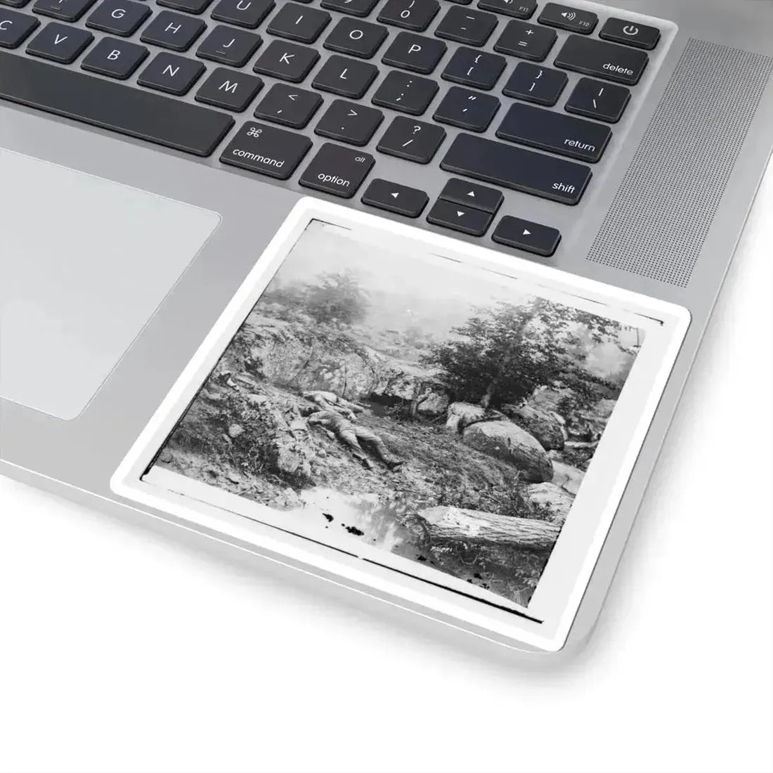 Gettysburg, Pa. Dead Confederate Soldiers in the  Slaughter Pen  at the Foot of Little Round Top (U.S. Civil War) STICKER Vinyl Kiss-Cut Decal - The Sticker Space