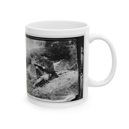 Gettysburg, Pa. Alfred R. Waud, Artist Of Harper's Weekly, Sketching On Battlefield (U.S. Civil War) White Coffee Mug-The Sticker Space