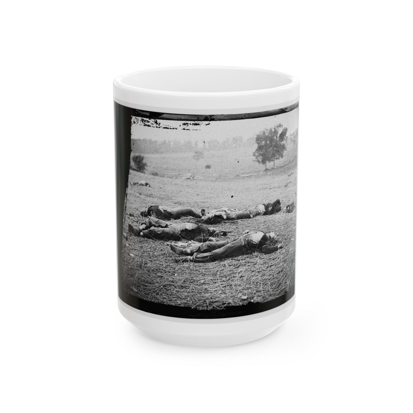 Gettysburg, Pa. Bodies Of Federal Soldiers, Killed On July 1, Near The Mcpherson Woods (U.S. Civil War) White Coffee Mug-15oz-The Sticker Space