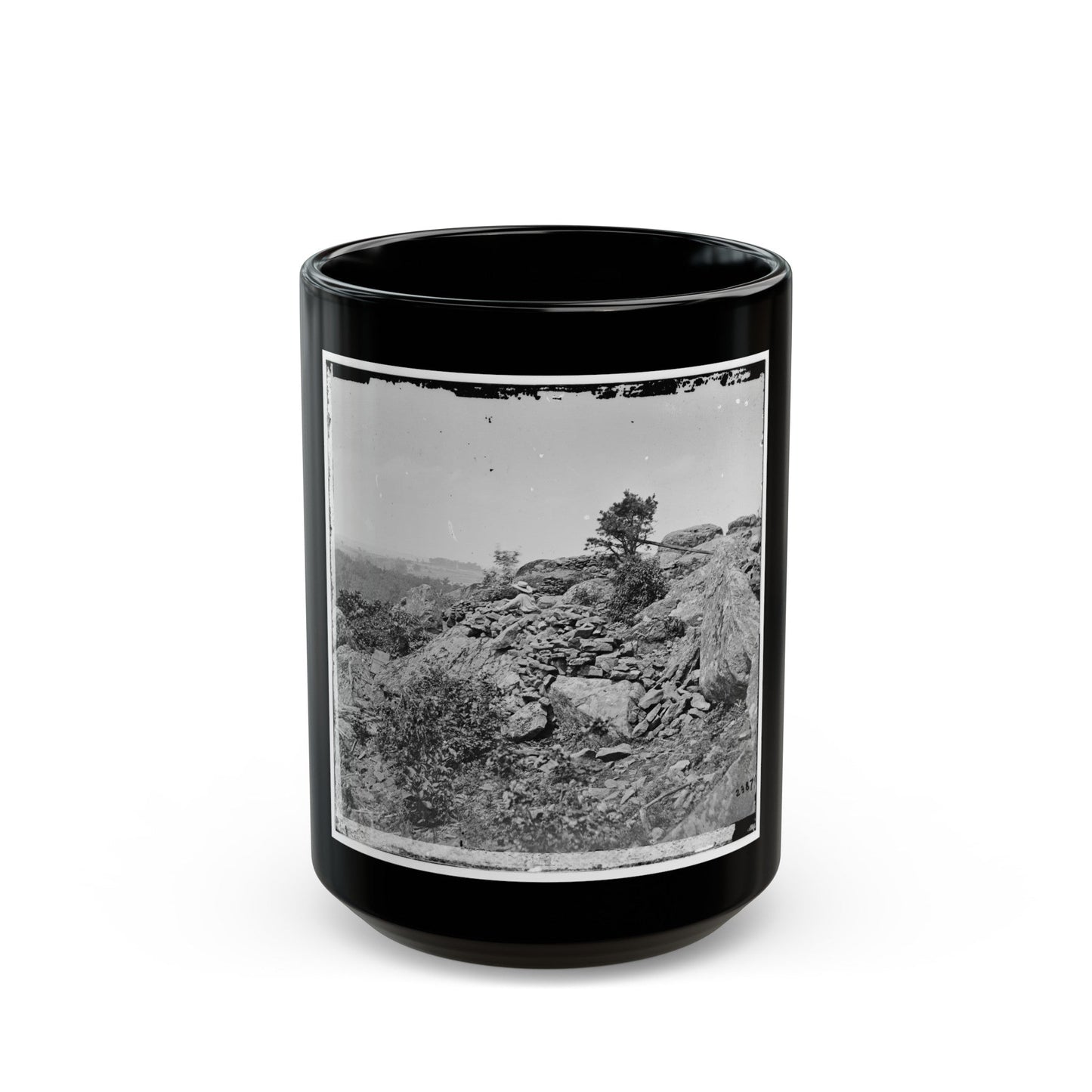 Gettysburg, Pa. Breastworks On Left Wing Of The Federal Line (U.S. Civil War) Black Coffee Mug-15oz-The Sticker Space