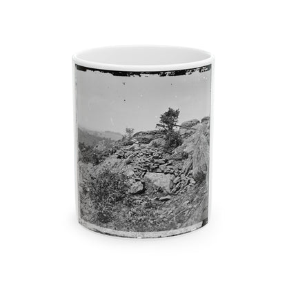 Gettysburg, Pa. Breastworks On Left Wing Of The Federal Line (U.S. Civil War) White Coffee Mug-11oz-The Sticker Space