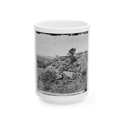 Gettysburg, Pa. Breastworks On Left Wing Of The Federal Line (U.S. Civil War) White Coffee Mug-15oz-The Sticker Space