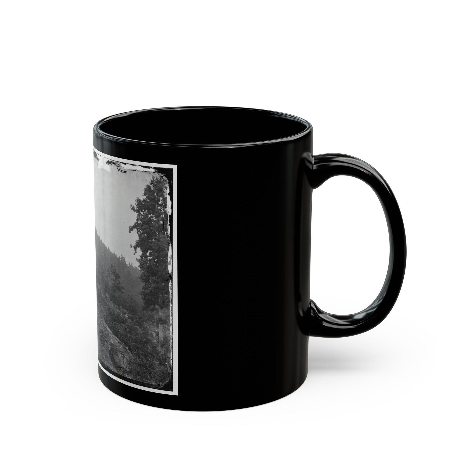 Gettysburg, Pa. Breastworks On Little Round Top; Round Top In Distance (U.S. Civil War) Black Coffee Mug-The Sticker Space