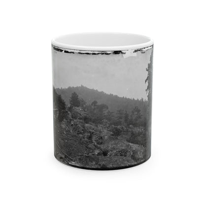 Gettysburg, Pa. Breastworks On Little Round Top; Round Top In Distance (U.S. Civil War) White Coffee Mug-11oz-The Sticker Space