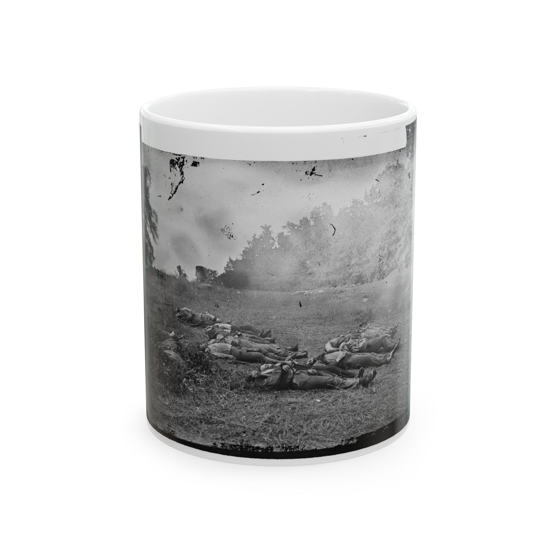 Gettysburg, Pa. Confederate Dead At The Edge Of The Rose Woods, July 5, 1863 (U.S. Civil War) White Coffee Mug-11oz-The Sticker Space