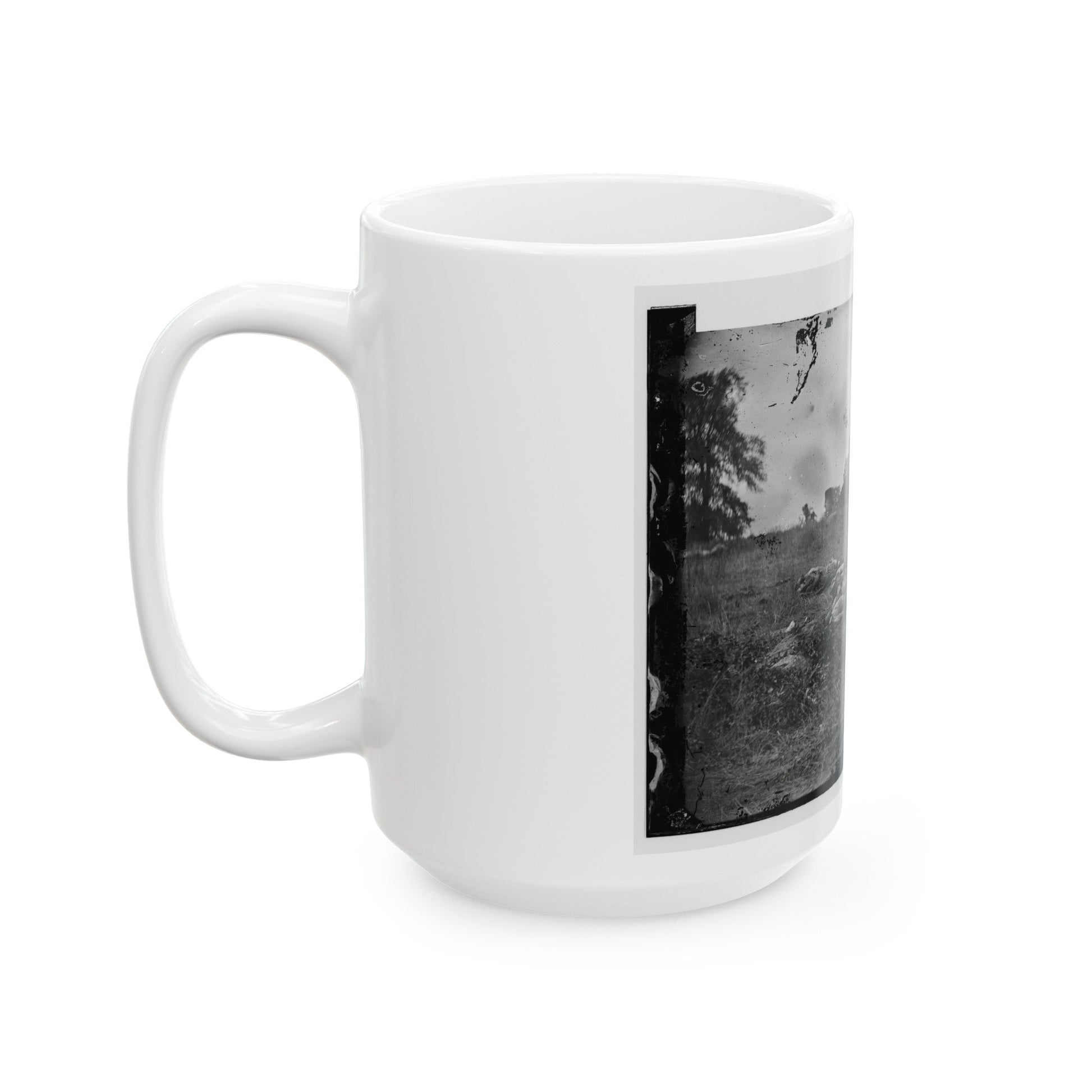 Gettysburg, Pa. Confederate Dead At The Edge Of The Rose Woods, July 5, 1863 (U.S. Civil War) White Coffee Mug-The Sticker Space