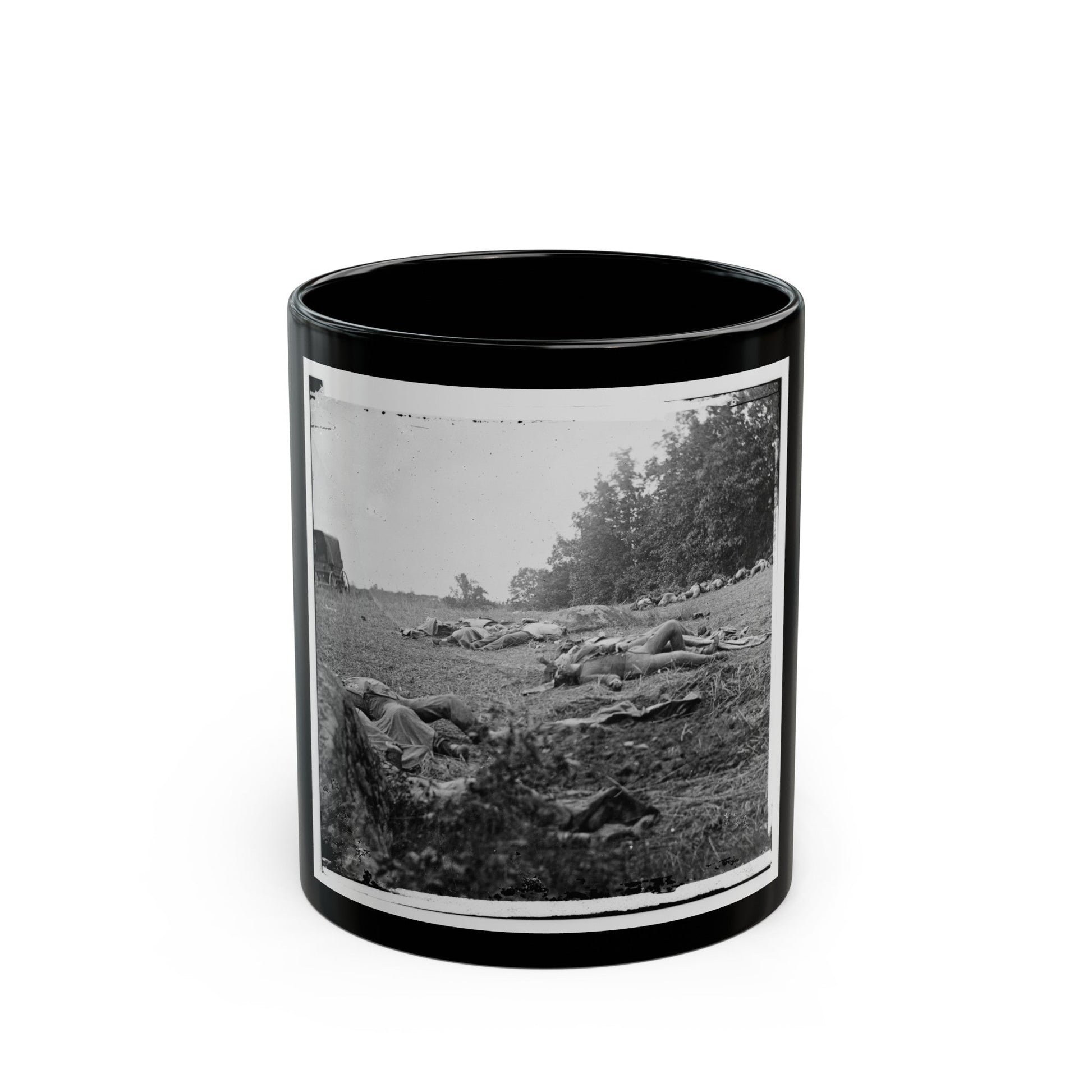 Gettysburg, Pa. Confederate Dead Gathered For Burial At The Edge Of The Rose Woods, July 5, 1863 (U.S. Civil War) Black Coffee Mug-11oz-The Sticker Space