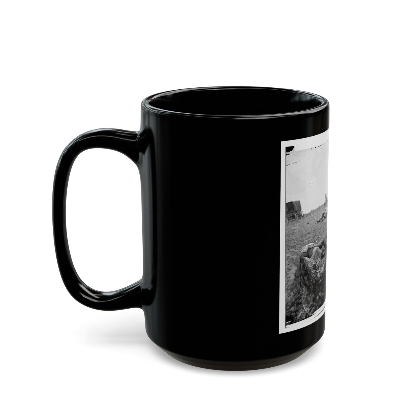 Gettysburg, Pa. Confederate Dead Gathered For Burial At The Edge Of The Rose Woods, July 5, 1863 (U.S. Civil War) Black Coffee Mug-The Sticker Space