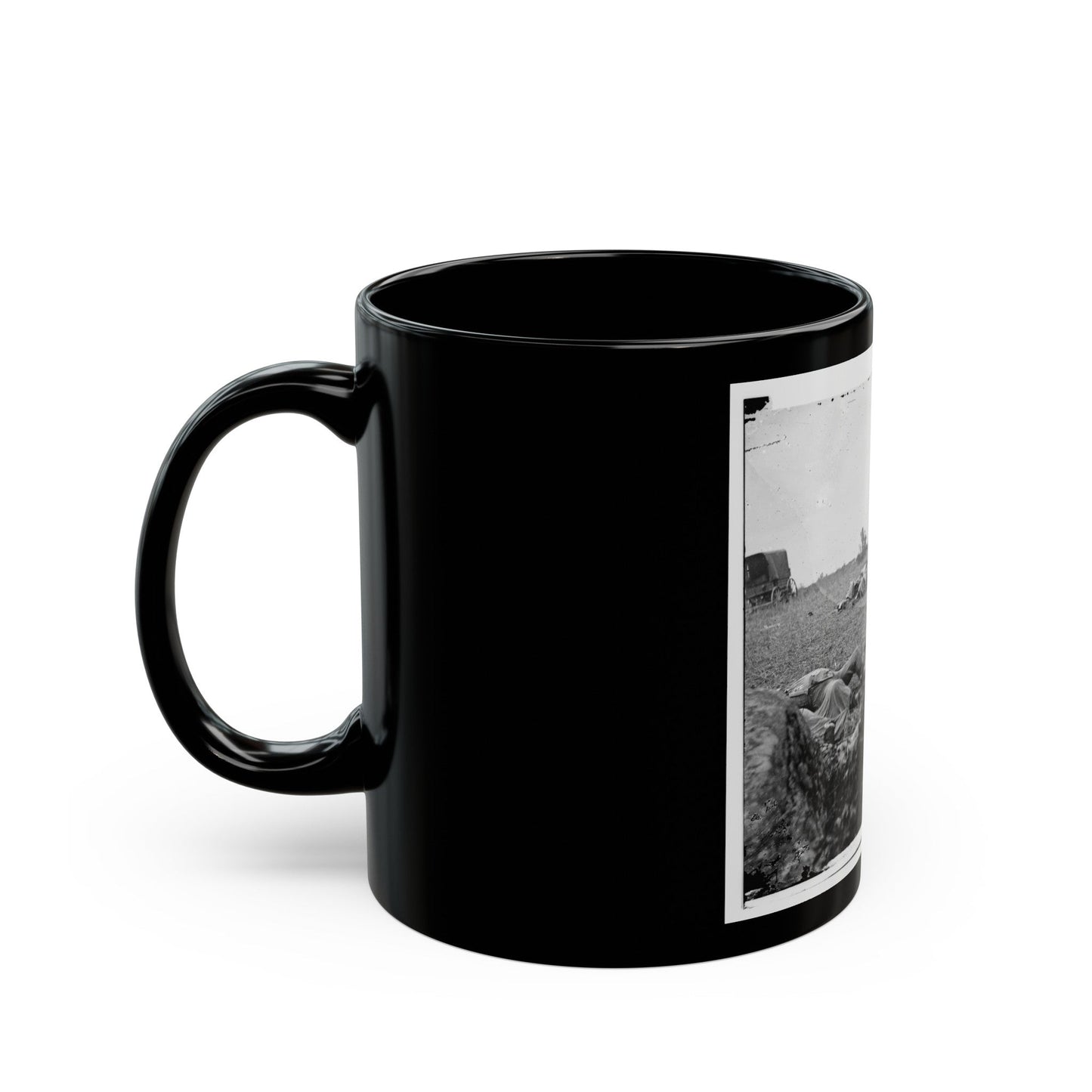 Gettysburg, Pa. Confederate Dead Gathered For Burial At The Edge Of The Rose Woods, July 5, 1863 (U.S. Civil War) Black Coffee Mug-The Sticker Space