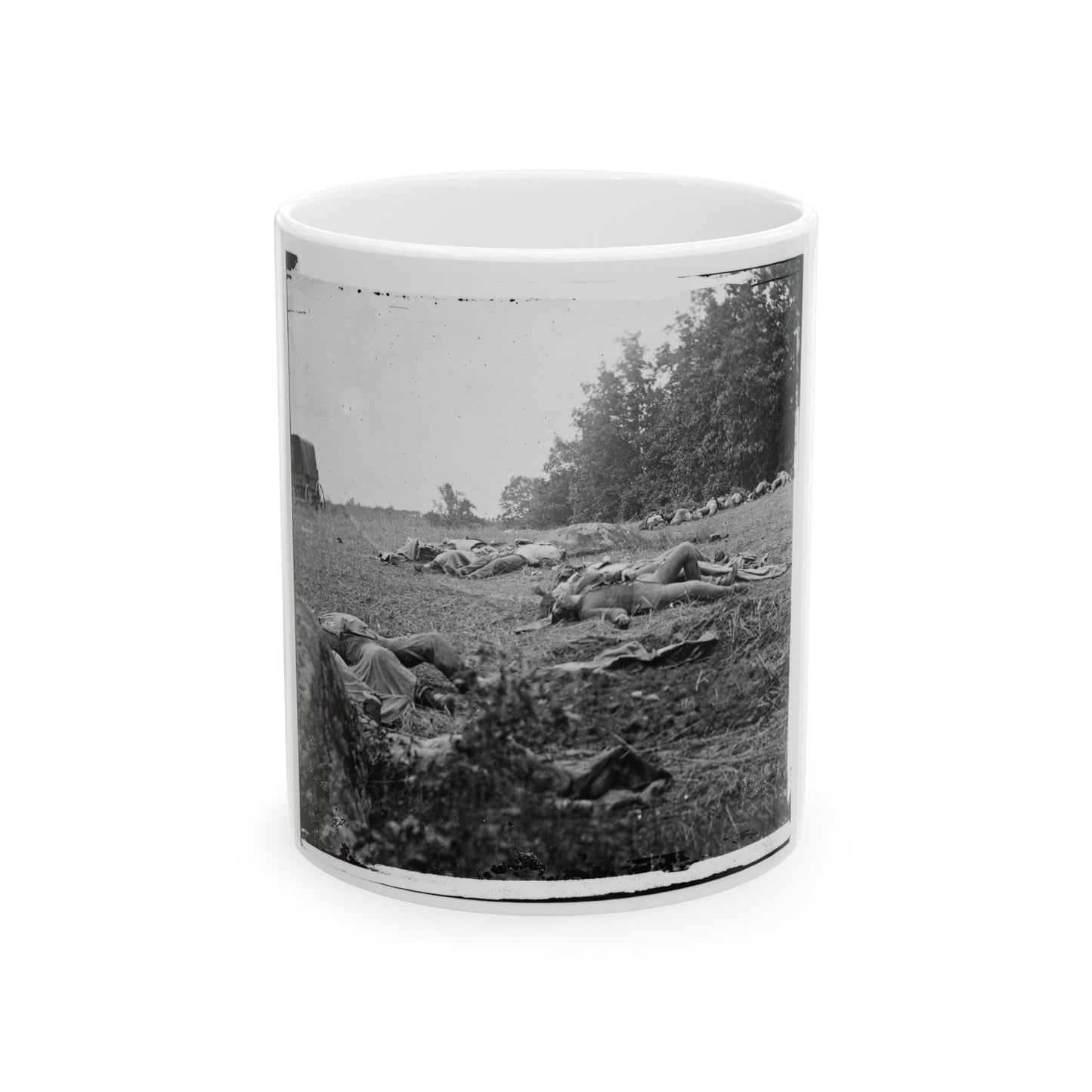 Gettysburg, Pa. Confederate Dead Gathered For Burial At The Edge Of The Rose Woods, July 5, 1863 (U.S. Civil War) White Coffee Mug-11oz-The Sticker Space