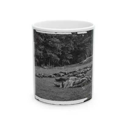 Gettysburg, Pa. Confederate Dead Gathered For Burial At The Southwestern Edge Of The Rose Woods, July 5, 1863 (U.S. Civil War) White Coffee Mug-11oz-The Sticker Space