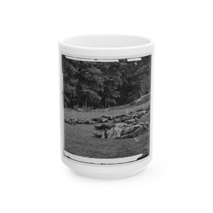 Gettysburg, Pa. Confederate Dead Gathered For Burial At The Southwestern Edge Of The Rose Woods, July 5, 1863 (U.S. Civil War) White Coffee Mug