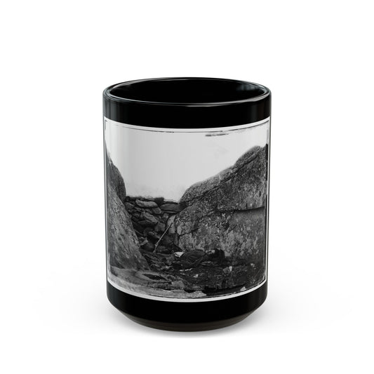 Gettysburg, Pa. Dead Confederate Soldier In Devil's Den (U.S. Civil War) Black Coffee Mug-15oz-The Sticker Space