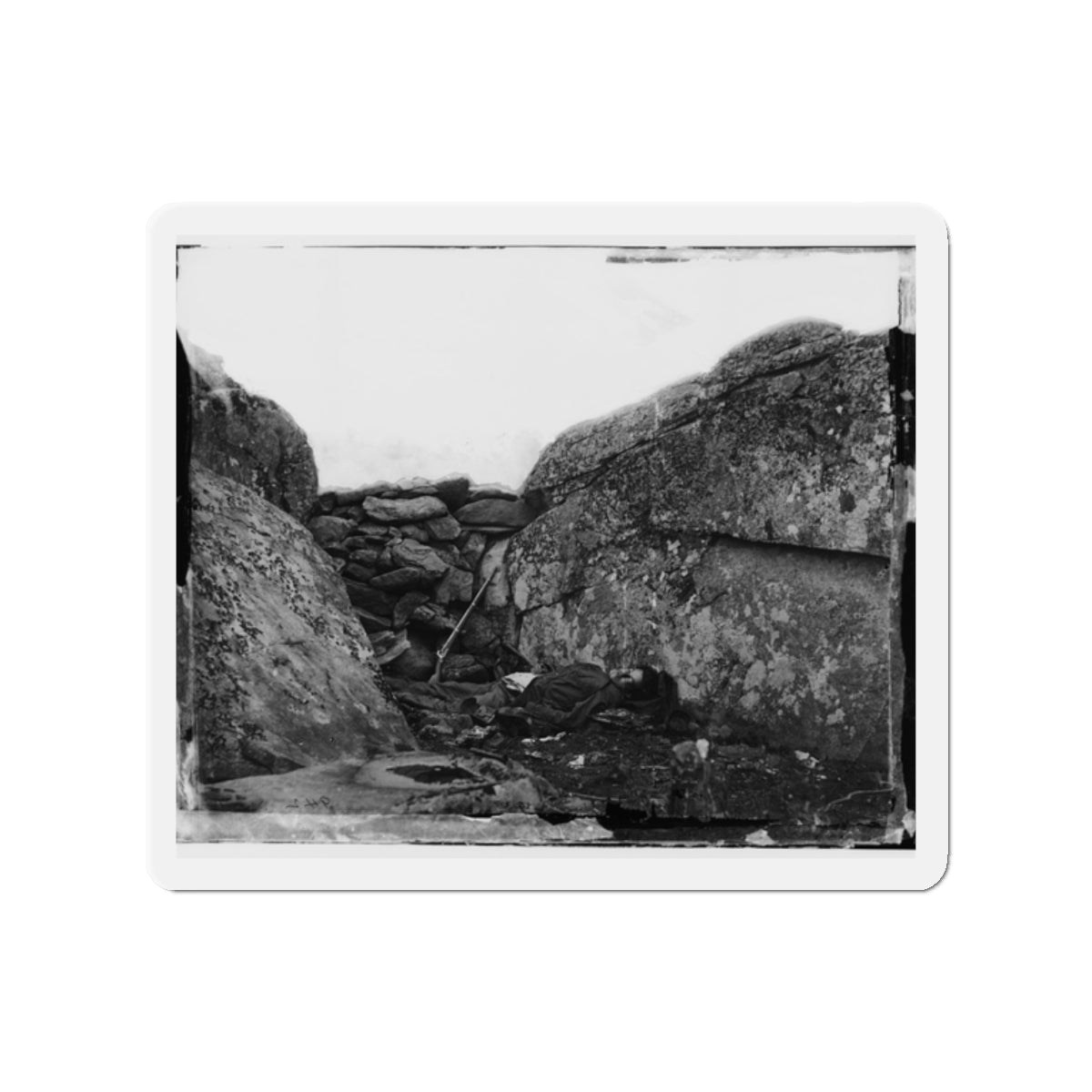 Gettysburg, Pa. Dead Confederate Soldier In Devil's Den (U.S. Civil War) Refrigerator Magnet-2" x 2"-The Sticker Space