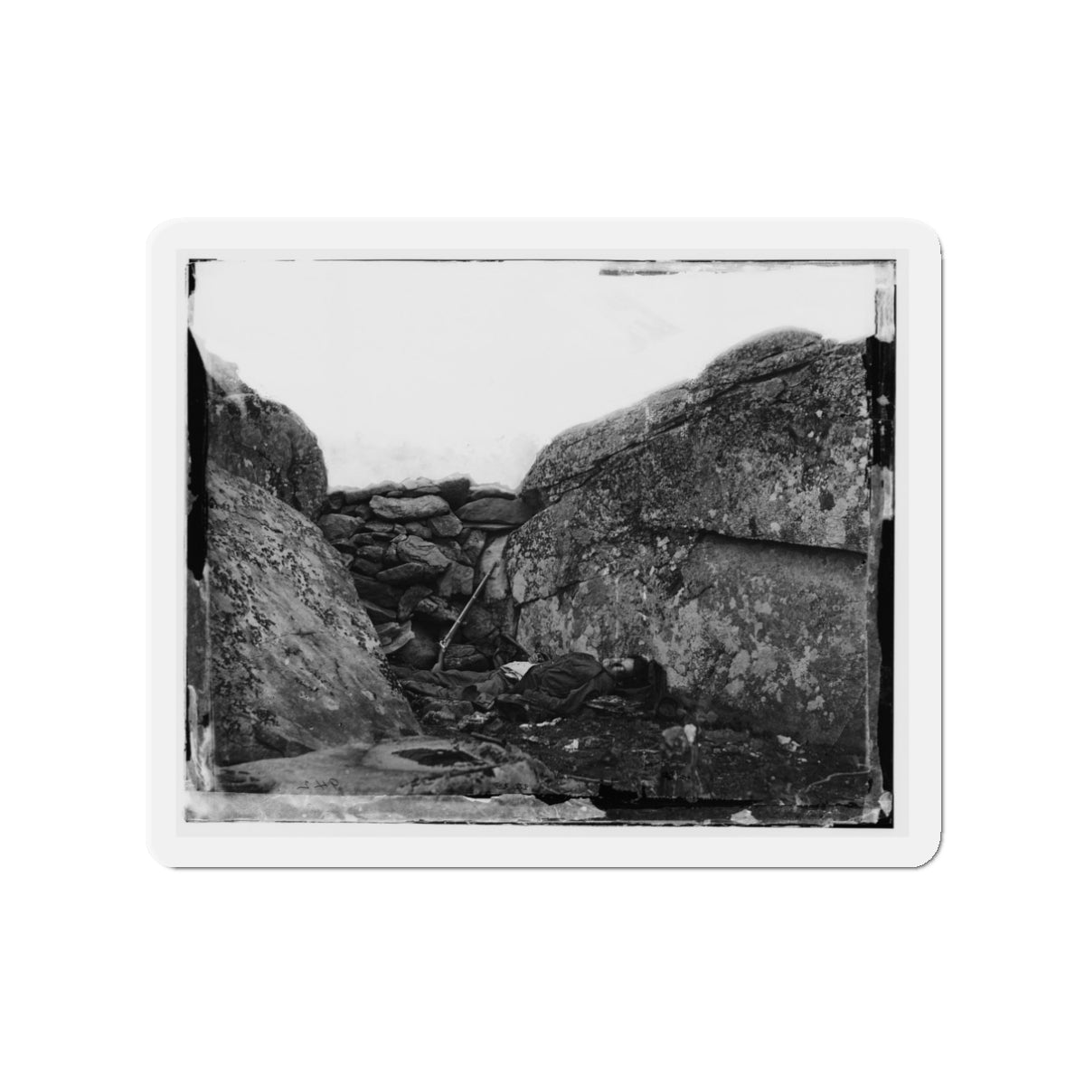 Gettysburg, Pa. Dead Confederate Soldier In Devil's Den (U.S. Civil War) Refrigerator Magnet-3" x 3"-The Sticker Space