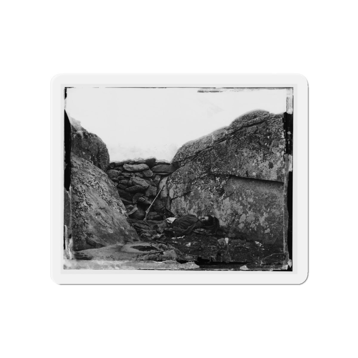 Gettysburg, Pa. Dead Confederate Soldier In Devil's Den (U.S. Civil War) Refrigerator Magnet-4" x 4"-The Sticker Space