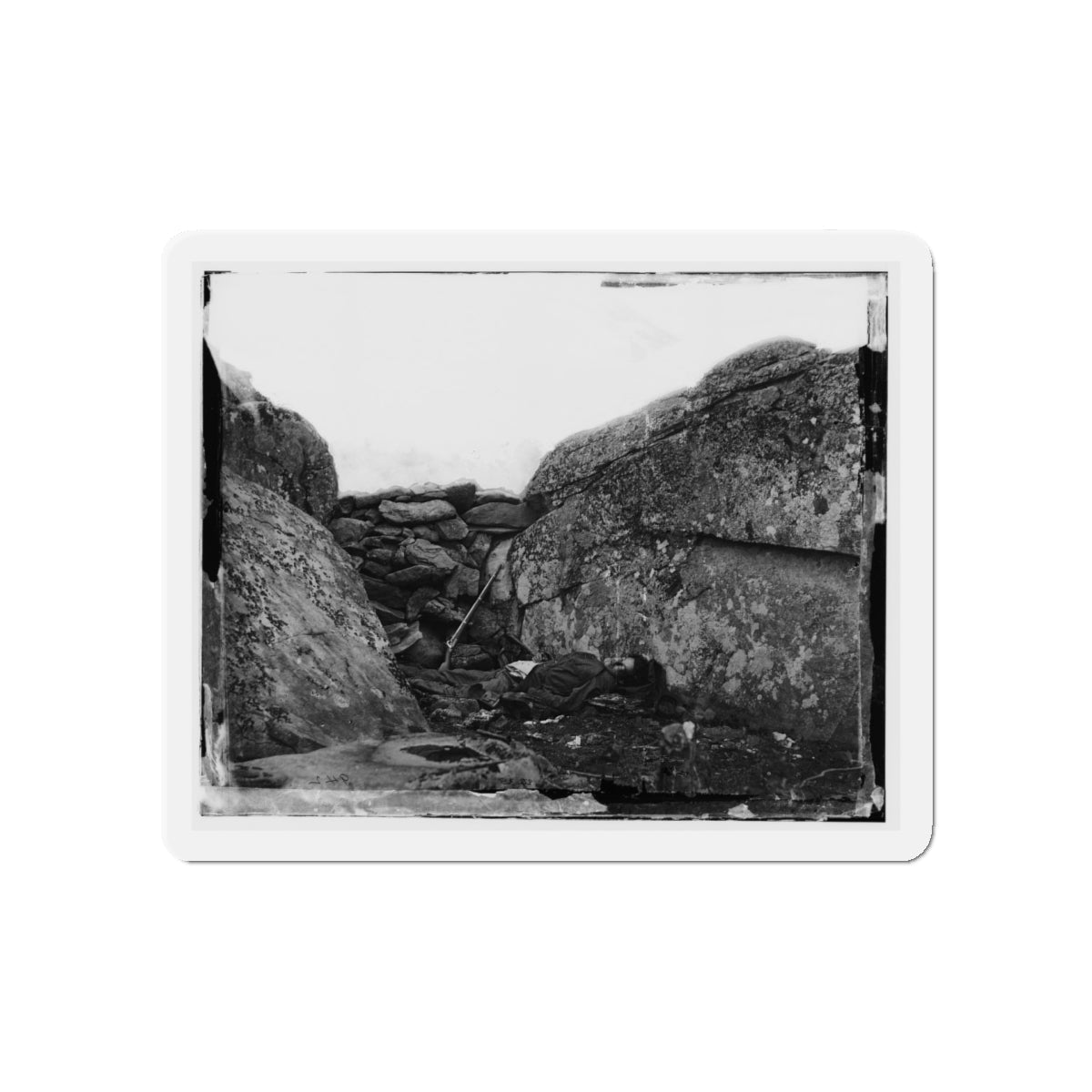 Gettysburg, Pa. Dead Confederate Soldier In Devil's Den (U.S. Civil War) Refrigerator Magnet-5" x 5"-The Sticker Space