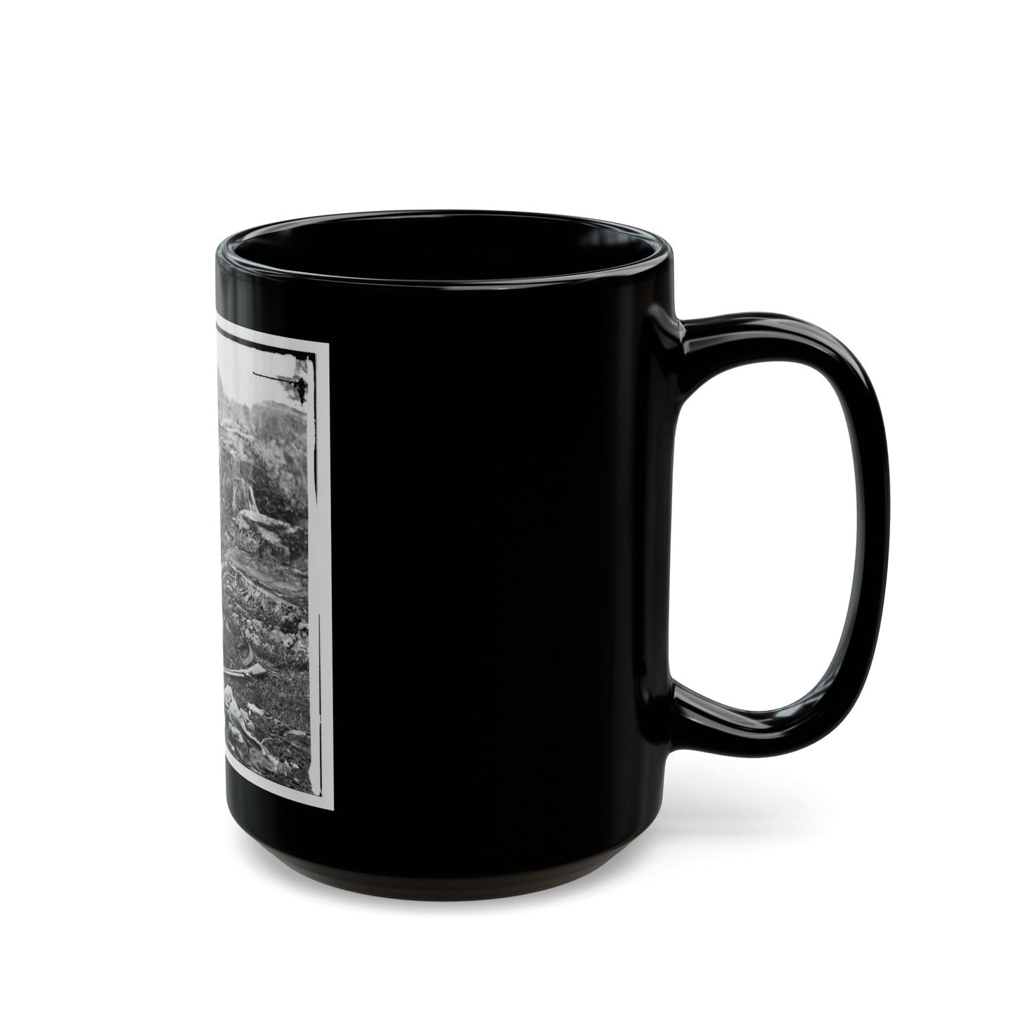 Gettysburg, Pa. Dead Confederate Soldiers In The Devil's Den (U.S. Civil War) Black Coffee Mug-The Sticker Space