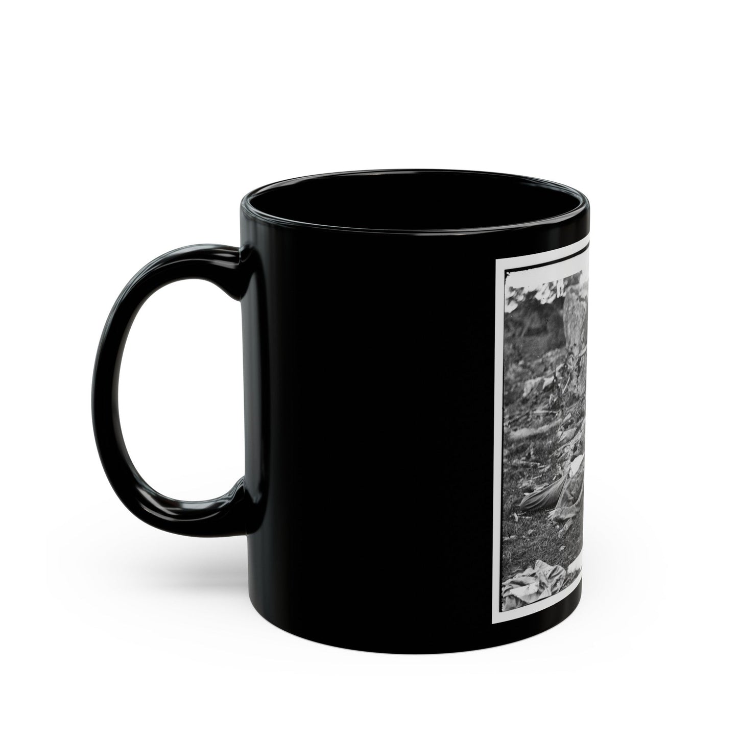 Gettysburg, Pa. Dead Confederate Soldiers In The Devil's Den (U.S. Civil War) Black Coffee Mug-The Sticker Space