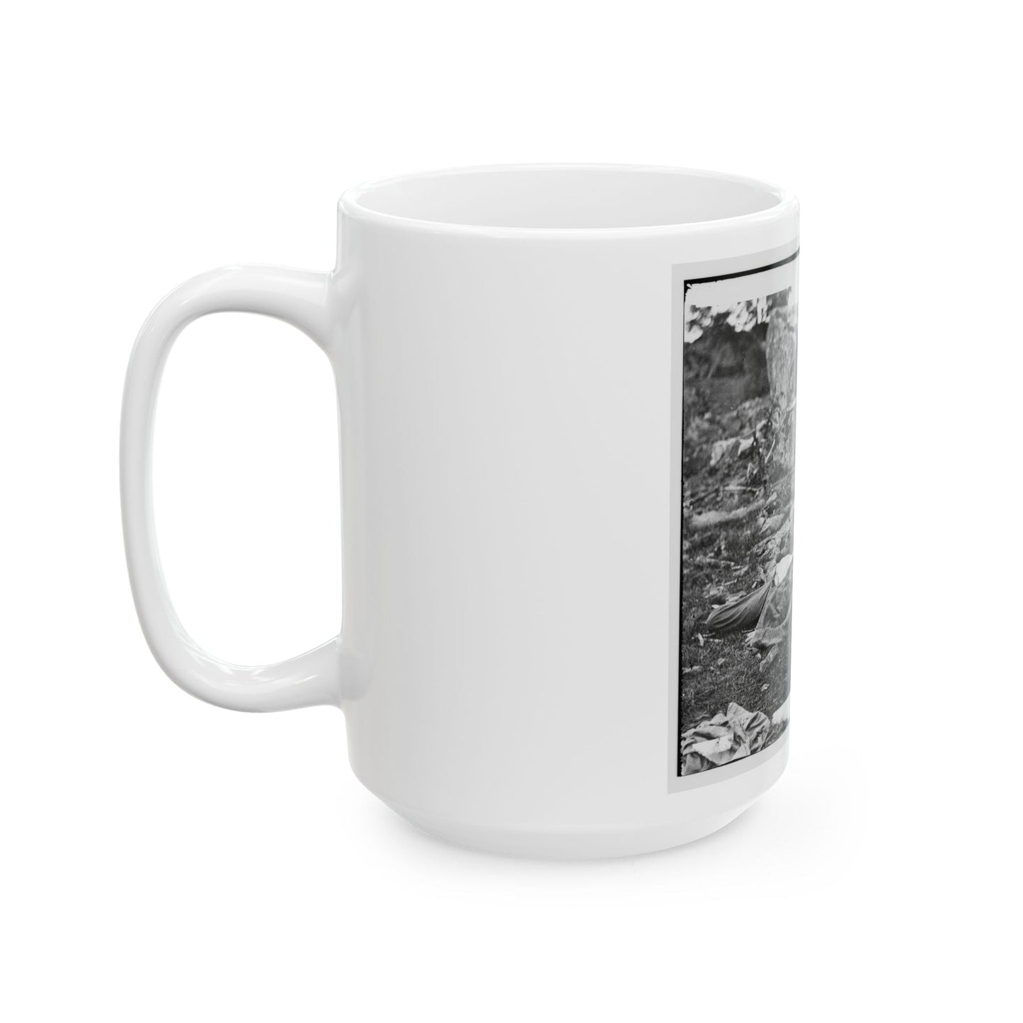 Gettysburg, Pa. Dead Confederate Soldiers In The Devil's Den (U.S. Civil War) White Coffee Mug-The Sticker Space